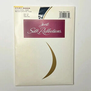 Vintage Hanes Silk Reflections Silky Sheer Control Top 718 Classic Navy Size AB